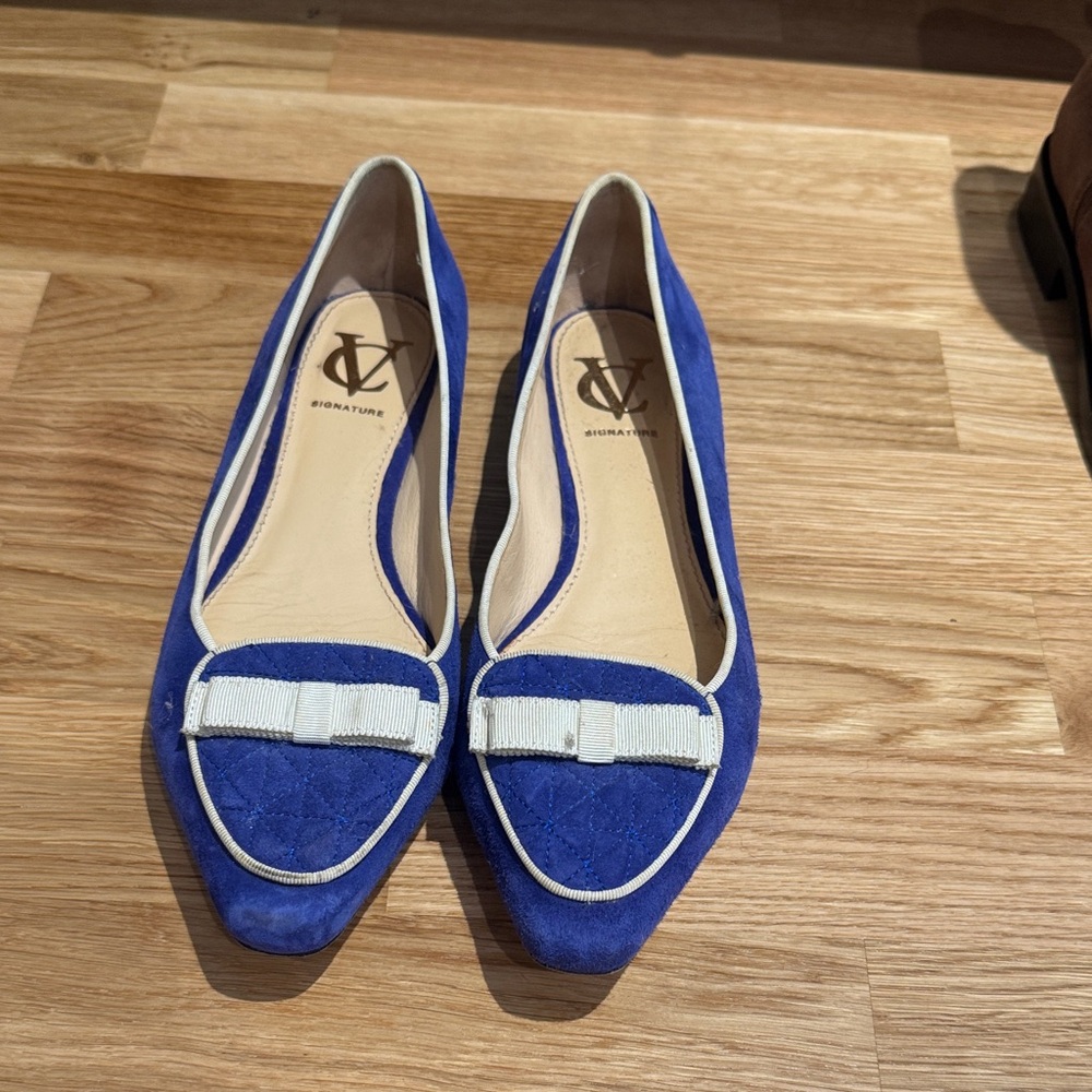 Vince Camuto Blue Flats with White Trim